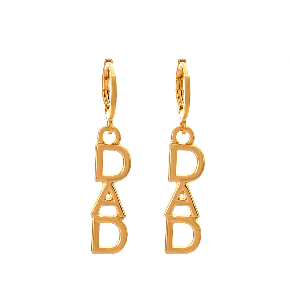 Wholesale Mother's Day Minimalist Letter Alloy Earrings